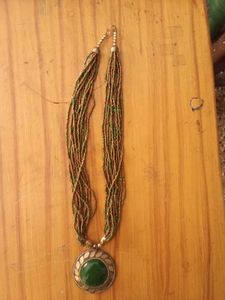 Beaded Green Stone Necklace