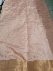 Peach Colour Saree (Unstitched Blouse)