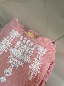 Pink Embroidered Boho Dress