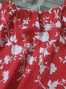 Floral Red And White Top