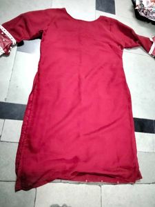Red Embellished Kurta set