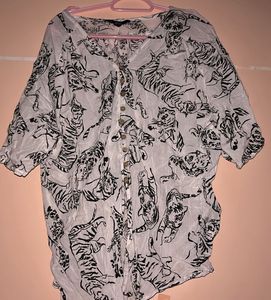 Tiger Print Button Down Top