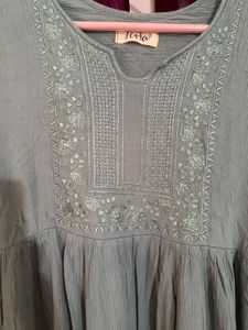 grayish-green dress