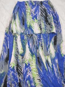 Royal Blue Abstract Print Maxi Stretch Dress