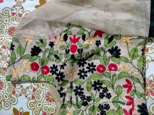 Embroidered Blouse With Net Sleeves