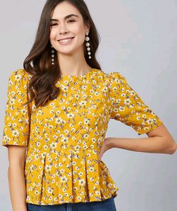 💥SALE! Yellow Floral Peplum Top