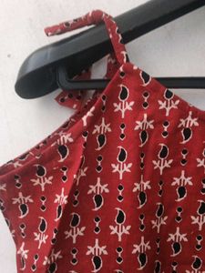 Red Printed Sleeveless Top