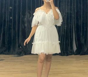 White Off-Shoulder Mini Dress.