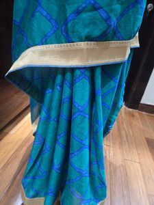 🎊Sale🎊Blue &amp; Green Patterned Saree
