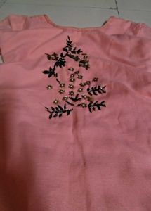 Embroidered Peach Kurti
