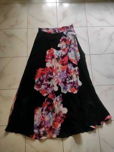Floral Print Maxi Flared Skirt