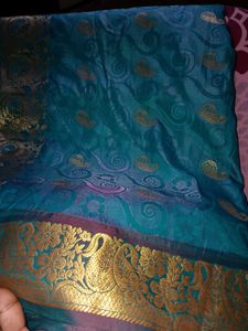 Teal &amp; Gold Saree