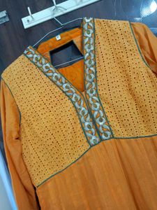 Orange Embroidered Kurta