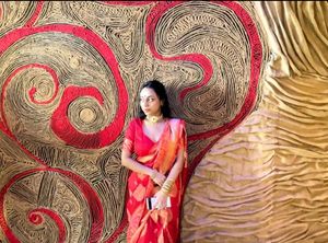 Elegant Red Saree  Whole Stitched