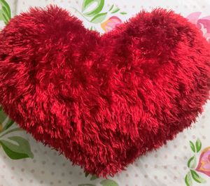 Heart Shaped Red Fur Pillow