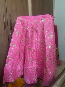 Pink Embroidered Lehenga Skirt