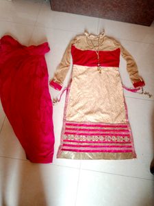 Pink And Gold Party Wear Suite