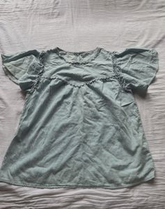 Cute Blue Flutter Sleeve Top