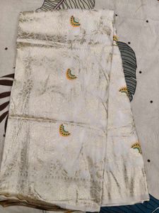 Elegant White Banarasi Saree