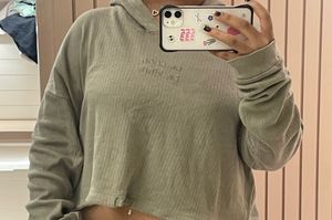 Ribbed Crop Hoodie