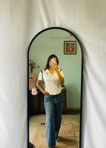 White Zip-Up Polo Top