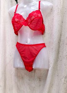I. Red Lace Lingerie Set