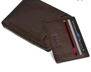 Mens Brown Trendy Genuine Leather Waller Zipper