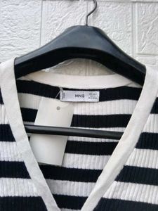 New with tag MNG Striped V-Neck Cardigan