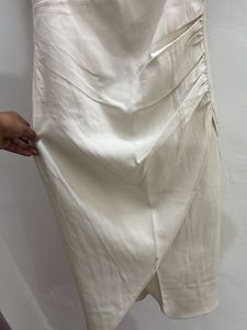 Elegant Beige Ruched Dress