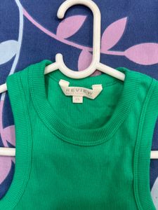 Review Green Ribbed Tank Top - XS