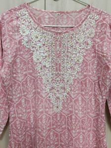 Pink Embroidered Kurta