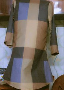 Checkered Tunic with Buttons