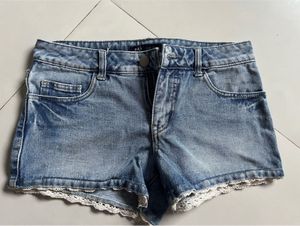 ONLY Denim Shorts with Lace Trim