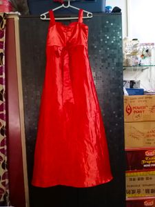 Red satin gown