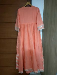 Coral Ethnic Gown With Golden Embroidery 🪷✨