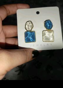 Sparkling Geometric Resin Square Drop Earrings