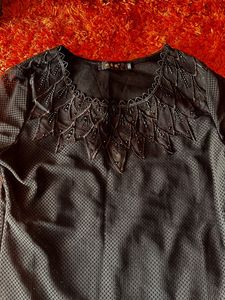 Black Embellished Long Sleeve Top
