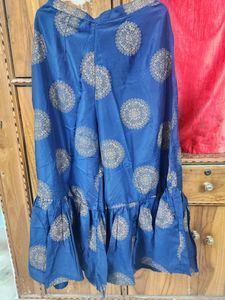 Cold Shoulder Navy Blue Kurta Sharara Set