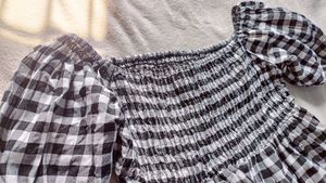 Gingham Off-Shoulder Top