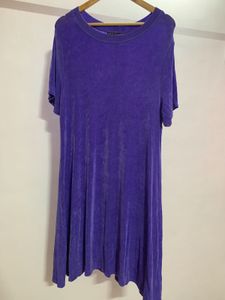 Soft Stretch Solid Purple Dress – Casual & Comfy