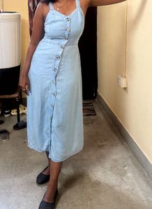 Denim Button-Down Midi Dress