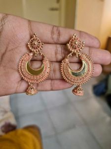 Gold Crescent Jhumka Earring
