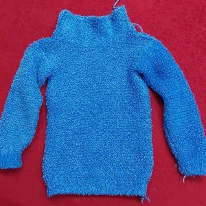 Blue Fuzzy Knit Sweater