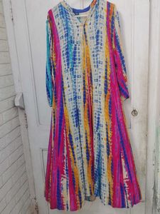 tie die women flared kurta