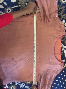 Classy Peach Kurta Set (includes trouser And Sacrf