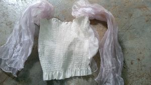Sheer Ruffle Sleeve Top