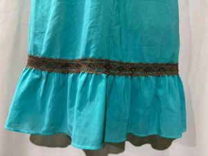 Teal Lace Trim Cami Dress