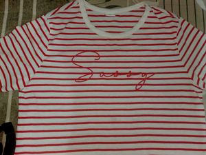 Red &amp; White Striped &#34;Sassy&#34; Tee