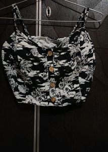 Black And White Padded Crop Top