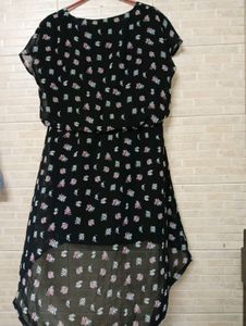 Black Floral Fit &amp; Flare A Line Dress